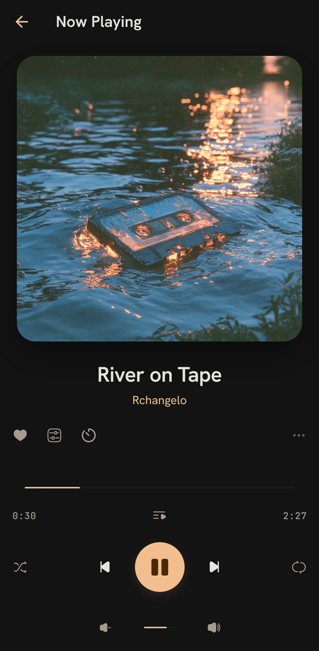 Now Playing in Point Lofi: River on Tape by Rchangelo, with artwork and playback controls